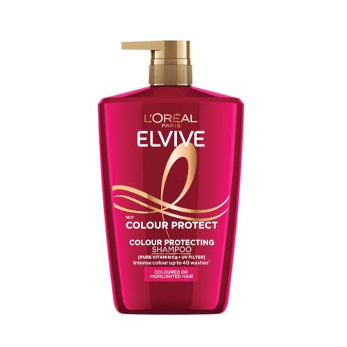 L'Oréal Paris Elvive Colour Protect Shampoo, with Pure Vitamin Cg and UV filters, for Coloured & Highlighted Hair, Suitable for all hair textures, 1000ml