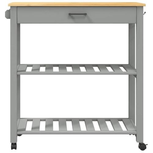 Carrito de cocina de madera maciza Mangloder Monza con 3 estantes y cajón 5