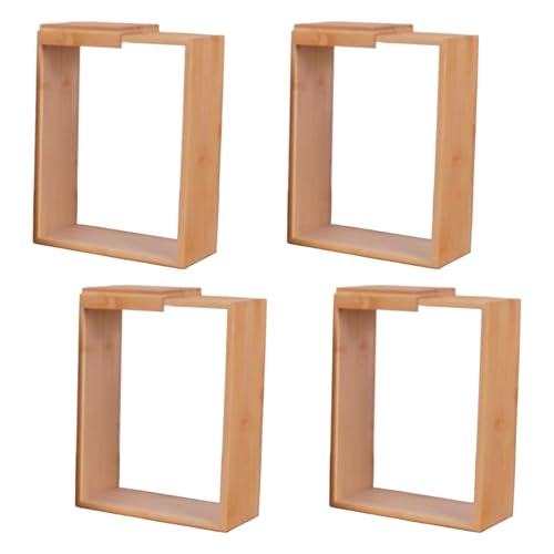 4 recipientes para cereales de almacenamiento, dispensador de arroz de madera de bambú de 9x7x3 pulgadas con tapas extraíbles, lata de almacenamiento de cocina transparente para bocadillos, pasta de