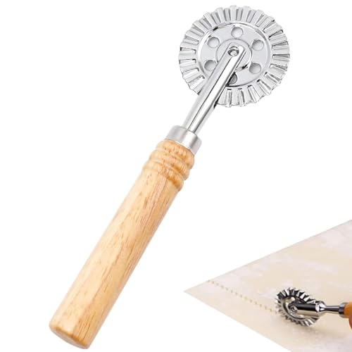 WOLMIK Pasta Cutter Wheel Ravioli Cutter Wheel with Roller Pizza Cutter Wheel Dumpling Lace Making Zinc Alloy Noodle Making Cutter for Kitchen