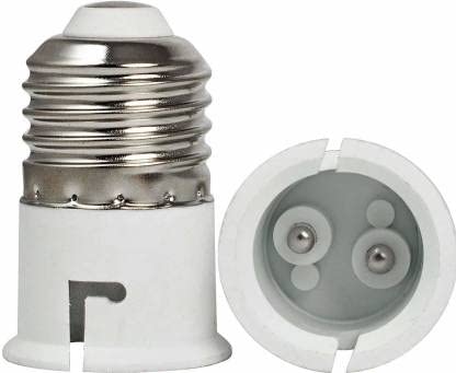 e27 to b22 screw base socket lamp holder light bulb converter/adapter (white, pack of 2)