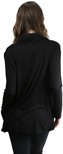 Image of ToBeInStyle Women's Long Sleeve Rib Banded Open Sweater Cardigan