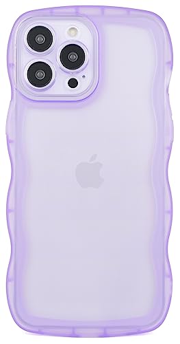 Image of Compatible with iPhone 14 Pro Case 6.1 inch 2022, Cute Kawaii Curly Wave Frame Shape Soft Silicone Shockproof Protective Phone Cover for Women Girls, Clear /Purple
