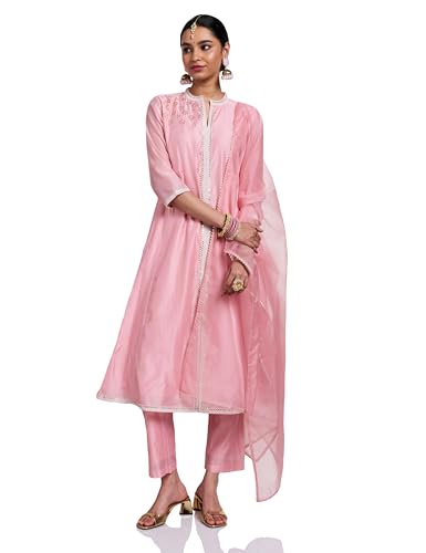 Image of Amazon Brand - Myx Women's A-Line Kurta Set with Organza Dupatta (Available in Plus Sizes)