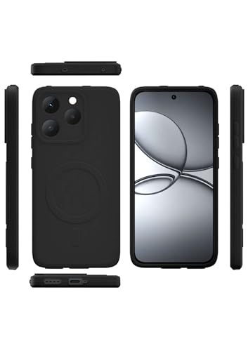 Image of amazon basics Back Cover for Realme 15T 5G Soft Matte Silicone Mag-Safe Design (Mag-Safe Not Support) Camera Protection | Slim Fit Bumper Cover (Black)
