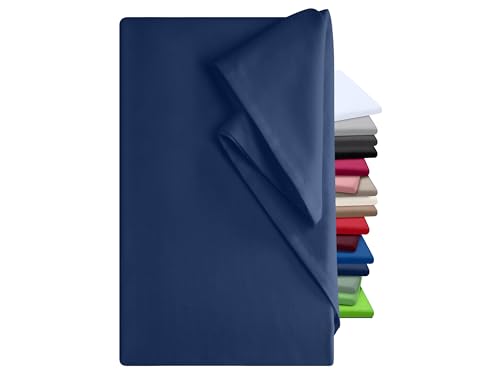 npluseins Bettlaken 150x250cm â€“ Leintuch Gummizug â€“ Tuch ist ideal für Terrasse Reisen Camping und Tischtuch - Wohnmobil Laken - Betttuch Gummizug â€“ 100% Baumwolle, ca. 150 x 250 cm, Navy