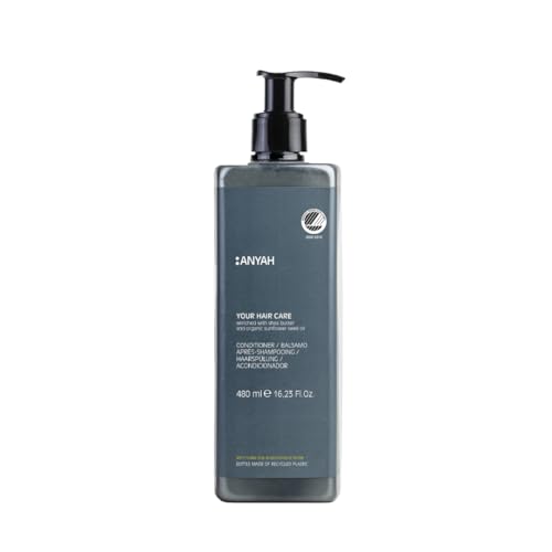 ANYAH Acondicionador 480ml – Hidratación Profunda para Cabello Seco y Dañado, Manteca de Karité y Aceite de Girasol, Protege el Color, Certificado Nordic Ecolabel, Eco-Friendly - No Recargable