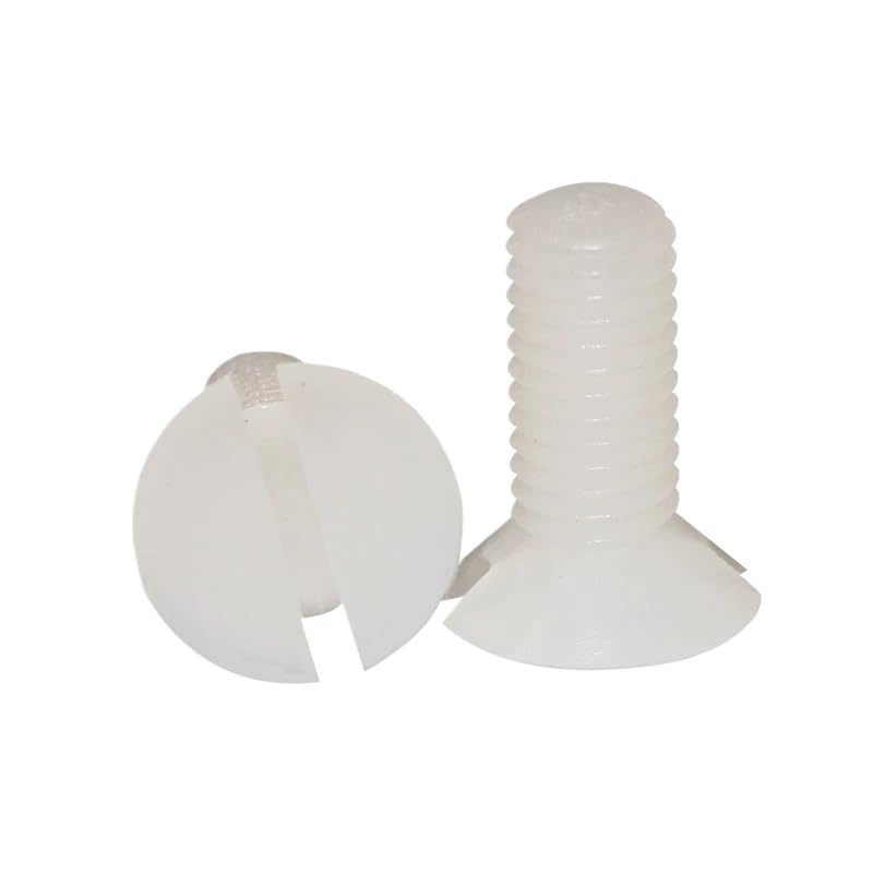 White Nylon Plastic Slotted Countersunk Flat Head Screws M2 M3 M4 M5 M6 M8 M10 (200,M8 x 1.25 x 25mm)
