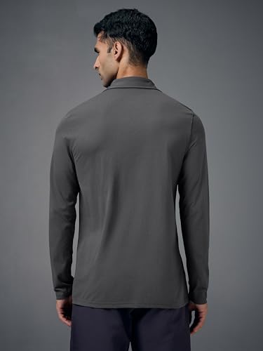 Image of TECHNOSPORT Mens Slim Fit Solid Full Sleeve Cotflex Polo T-Shirt for Regular and Casual Uses
