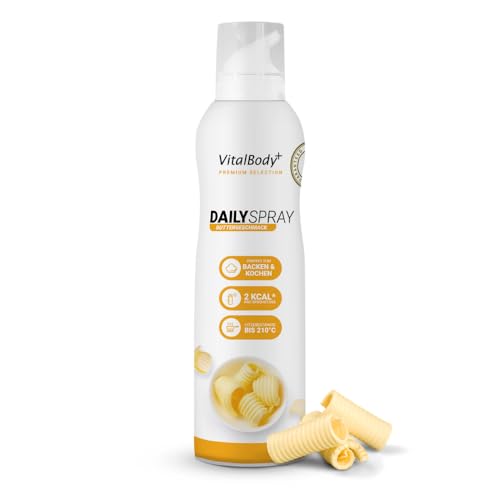VitalBody+ DailySpray Rapsöl mit Buttergeschmack 2 kcal Ölspray für Airfryer Braten & Grillen Kalorienarm Kochen Non-stick Cooking Spray 800 Portionen