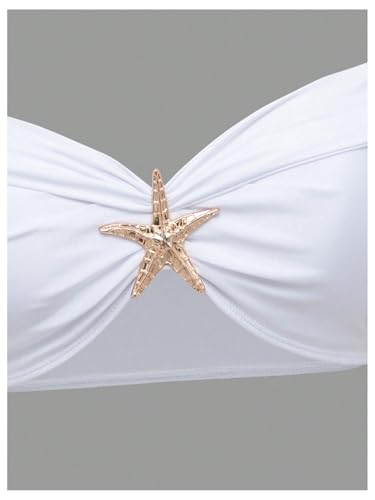 SOLY HUX Women's Off The Shoulder Bikini Swimsuits High Waisted Bathing Suit with Long Cover Up Skirt 3 Piece3