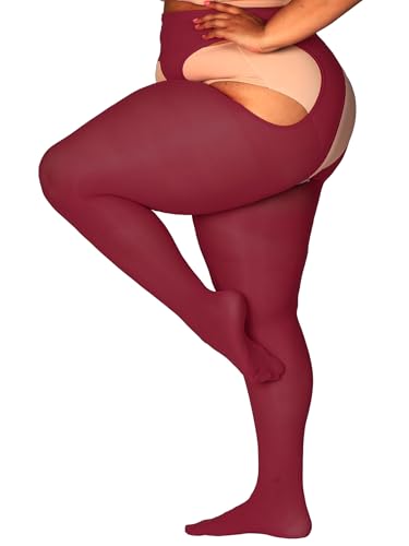 Image of HONENNA Plus Size Suspender Tights for Women, Semi Opaque Sexy Garter Belt Nylons Mock Thigh High stockings