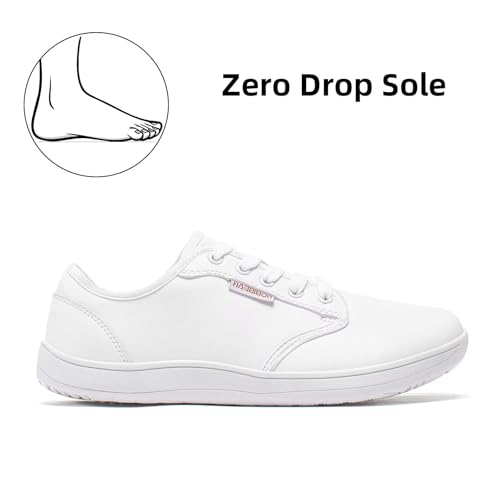 Miniatura 3 de Hobibear Unisex Amplia Descalzo Zapatos Para Hombres Womens Minimalista Zapatillas Zero Drop Zapatos Ligeros Cómodo Blanco,Eu 42