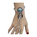 Women Fashion Jewelry Hand Chain Wrist Bracelet Turquoise Bead Slave Ring Charm Silver
