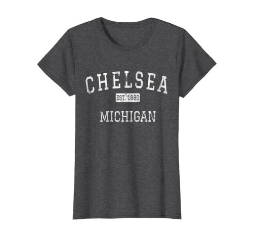 Chelsea Michigan MI Vintage T-Shirt, Women, Dark Heather Grey, X-Large