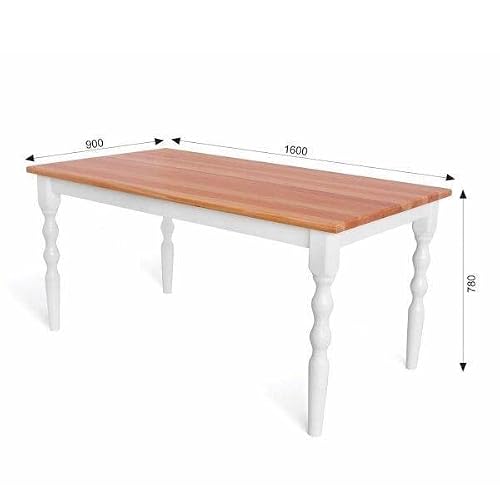Mesa Retangular Pés Torneados Madeira Maciça 6 Lugares Gardênia Espresso Móveis Branco/Natural