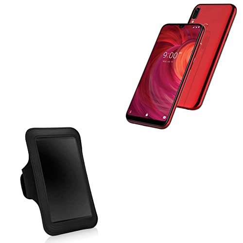 BoxWave Case Compatible with Lava Z71 - Sports Armband, Adjustable Armband for Workout and Running for Lava Z71 - Jet Black