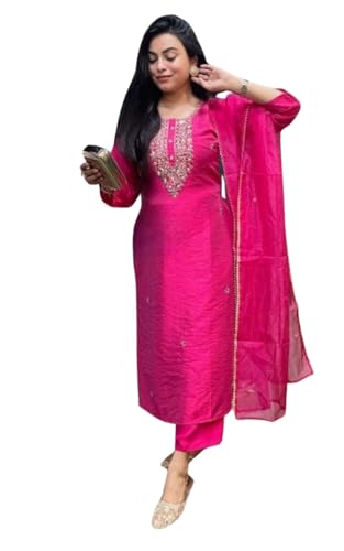 Kurta pour femme avec Dupatta en coton blanc style chikankari pour fête et bureau KESUDI