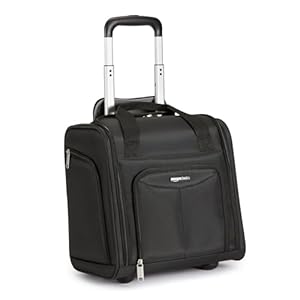 Amazon Basics Underseat Carry-On Luggage with Wheels and Handle, 14″ Rolling Travel Bag, Fits Under the Seat, Black