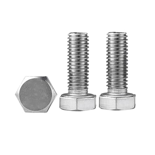 Image of Junter 10pcs M8-1.0 x 16mm Pitch Fine Thread Metric Hex Bolts 304 Stainless Steel Hexagon Fully Threaded Screws DIN933