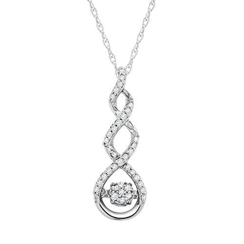 Max + Stone 1/10 Carat Natural Diamond Side By Side Dancing Diamond Pendant Necklace For Women | Sterling Silver Diamond Necklace For Women | Real Diamond Infinity Necklace For Women #TOP19
