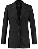 Taifun Damen Taillierter Blazer aus Lyocell-Leinen-Mix Langarm, mit Schlitz Blazer Langarm gefüttert Blazer unifarben Schwarz 38