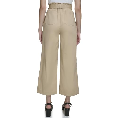 Calvin Klein Women's Woven Cropped Wide Leg Pant with Belt3