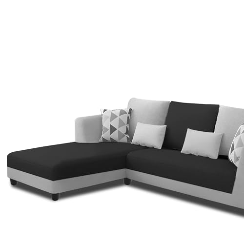 Image of Galib LHS 4 Seater L Shape Sofa Set for Living Room (Black Grey Fabric) Premium Fabric Sofa