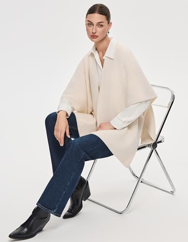 PULI Womens Luxury Open Front Shawl Wraps Casual Chunky Warm Capes Ribbed Knit Poncho Travel Sweater for Fall Winter4