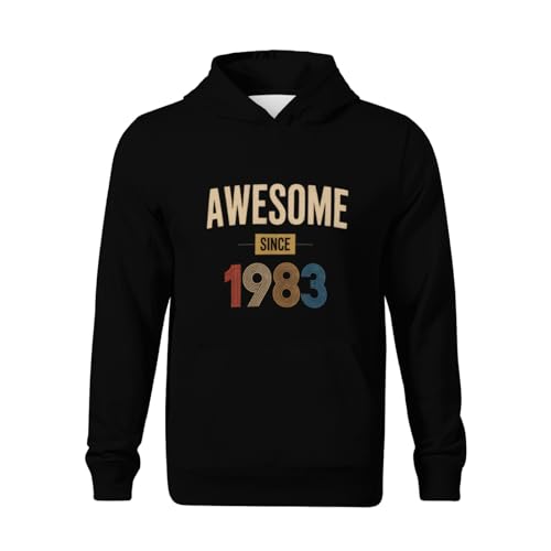 Kids Awesome Since 1983 Birthdy Gifts Boys Girls Lightweight Kangaroo Pocket Fleece Hoodies2