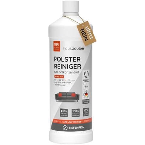 hauszauber - Polsterreiniger Konzentrat [EXTRA REIN] - 1000 ml - Sofa, Auto, Couch, Sessel, Teppich - Textilreiniger - Für Waschsauger, Nasssauger und manuelle Reinigung Cover
