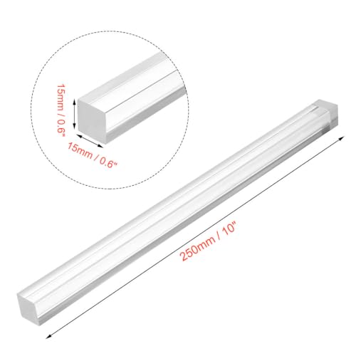 Image of Unifizz Acrylic Square Rod,Clear,10mmx10mmx250mm,Solid Plastic PMMA Bar Stick