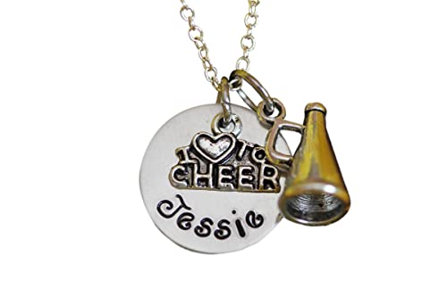 Personalized Cheer Necklace, Cheerleading Jewelry, Gift for Cheerleader, Hand Stamped, Cheer Squad Present, Cheer Coach Gift, Cheer Mom Gift -  Pretty Prairie Designs