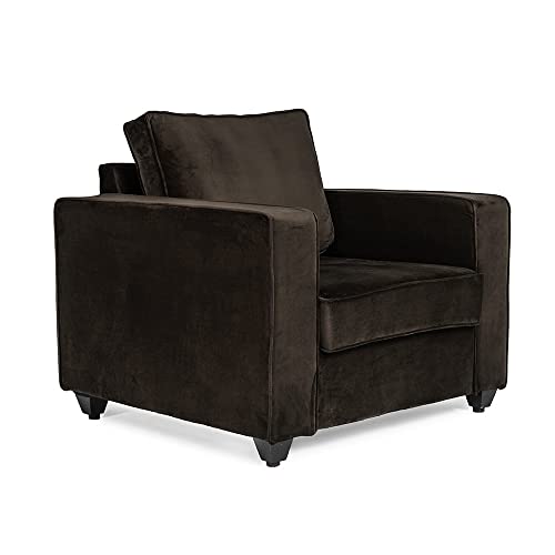 Image of Wakefit Sofa Set | 3 Year Warranty | Sofa 1 Seater, 1 Seater Sofa for Living Room, Wooden Sofa Set, Sofa Set Single Seater - Napper(Fabric-Velvet : Stone)