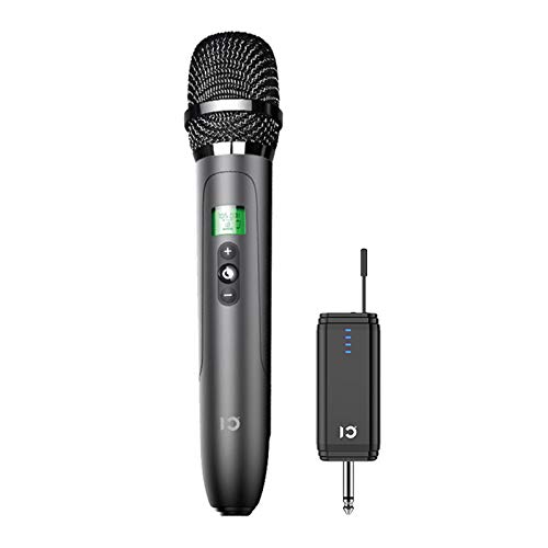 Wireless Microphone System Portable Dynamic Handheld Mic UHF Moving-Coil Vocal Microphone with Rechargeable Receiver for Karaoke, Singing, Party, Wedding, Meeting, Church, DJ, Speech, Class, Outdoors