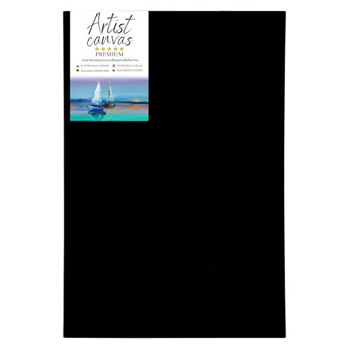 GP TONER Keilrahmen Leinwand Baumwolle Schwarz Leinwände Künstlerbedarf Malen verschiedene Größen Holzleisten 60x80 cm
