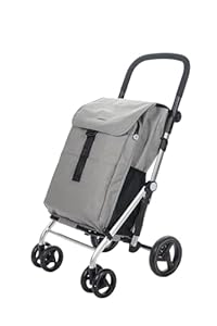 Carlett Einkaufstrolley mit 4 Rädern, faltbar, 64 L Tasche bis 32 kg + 12 L Thermofach, höhenverstellbarer Griff, Sicherheitsbremse, auf 2 Räder umstellbar – Classic Family, Weiß