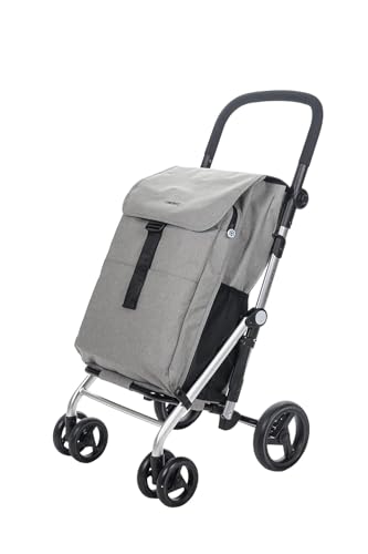 Carlett - Pack Classic Family | Carro de la Compra Plegable con Gancho de Regalo | Carrito de Supermercado Resistente | 4 Ruedas |Gran Capacidad 64L |Gris