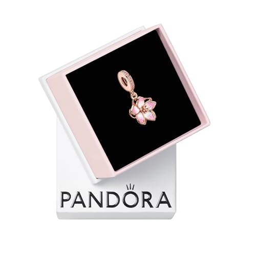 PANDORA Cherry Blossom Dangle Charm - Gift for Her - Compatible Moments Rose with Cubic Zirconia & Enamel - With Gift Box