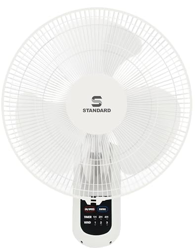Havells Standard Saber 400mm Wall Mount Fan with Remote Control 3-Speed Settings Timer Function Wide Oscillation Electronic Control White FOWSBWHT16121