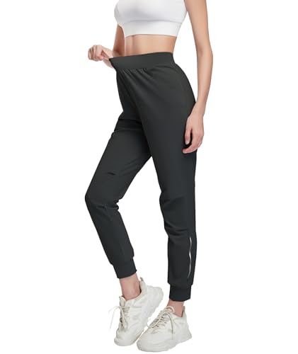HIBETY - HIBETY Pantalon de golf pour femme – Taille haute élastique, léger, protection solaire, pantalon athlétique à séchage rapide pour le travail et les voyages, Noir , S