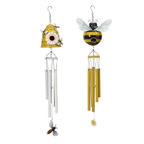 32.4 Metal Beehive and Bee Bird House Wind Chime