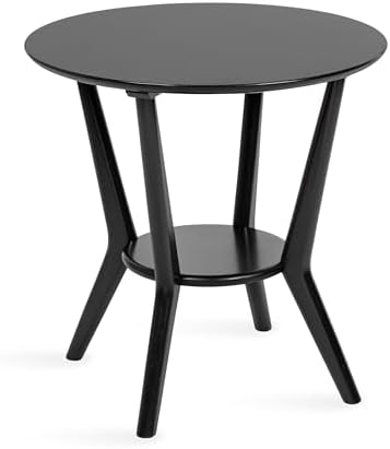 Kate and Laurel Nylah Round Wooden Side Table; 24 x 24 x 24; Black; Modern Tiered Circle Living Room Table with Solid Wood Construction for Use as Bedroom Nightstand