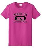 50th Birthday Gift Made 1966 All Original Parts Ladies T-Shirt Medium Heliconia