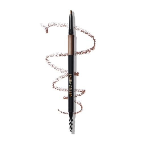 LAURA GELLER NEW YORK INKcredible Waterproof Brow Pencil- Blending Spoolie Brush – Long Lasting Eyebrow Filler (03 Medium Brown)