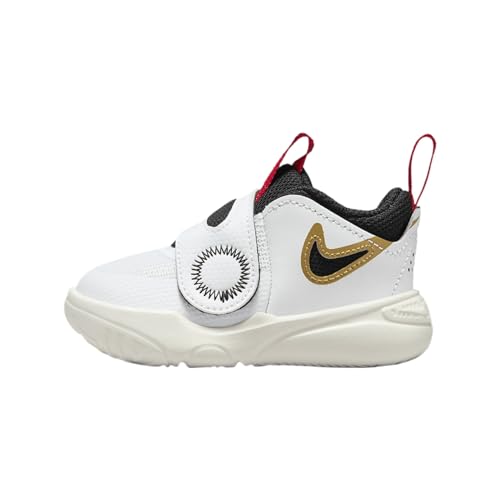 Nike Team Hustle D 11 Baby/Toddler Shoes (DV8995-104, White/Metallic Gold/University Red/Black) Size 6