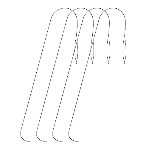 4 Pcs Big Eye Beading Needle Metal Sewing Needle 15.5cm Threading Needle Embroidery Beading Needle for Jewelry Making Big Eye Curved Beading Needle