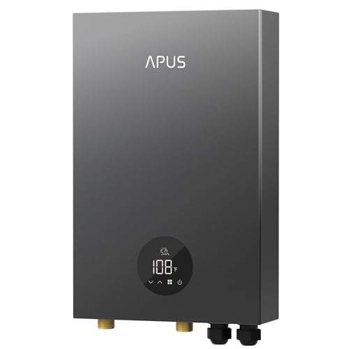 27kW Tankless Water Heater Electric, APUS 240V On Demand Instant Hot Water with Memory Function & LED Display, Energy-Saving Whole Home Water Heating System, Up to 6.5 GPM and Space Saving Design