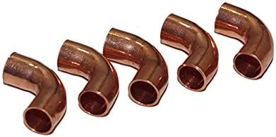 Copper 90-degree Elbow CxC, Short-Turn Copper Fitting for 1/4" OD Copper Pipe (1/4" Pack of 5)