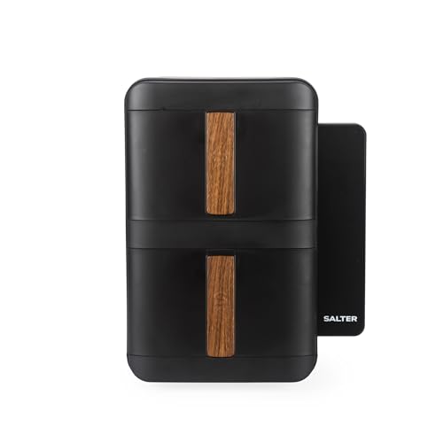 Salter Toronto Verticook Ultra Air Fryer - 9L Vertical Double Drawer, Cook on 4 Levels, 2 x 4.5L Baskets, Dishwasher Safe Accessories, Space Saving, 9 Functions, Sync & Match, PFAS-Free, Black